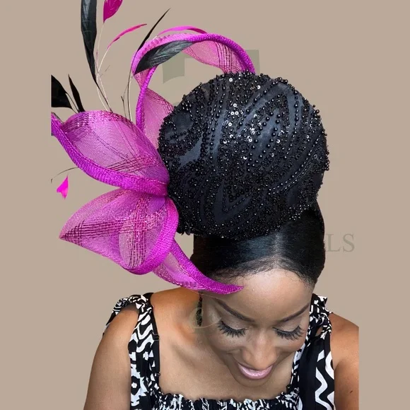 Midnight Bloom Beaded Fascinator Midnight Bloom Fascinator - Etsy main image 4